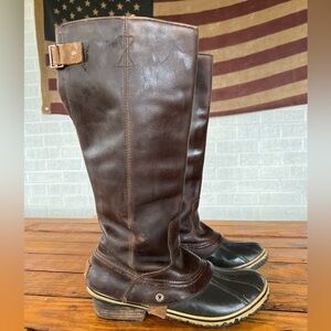 Sorel Equestrian Riding Slimpack Tall Nutmeg Brown Boots Leather Size 11